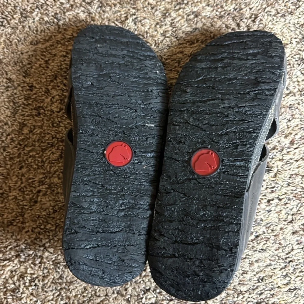 Haflinger Bo slide sandals with cross straps Size 10 Gray